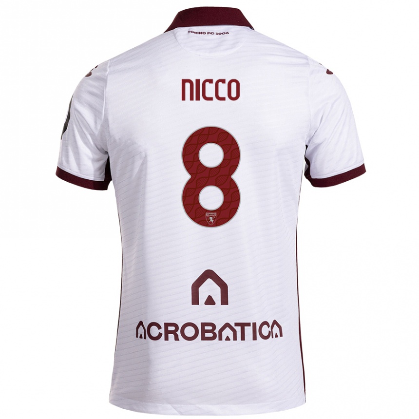 Enfant Football Maillot Giada Nicco #8 Blanc Marron Tenues Extérieur 2024/25