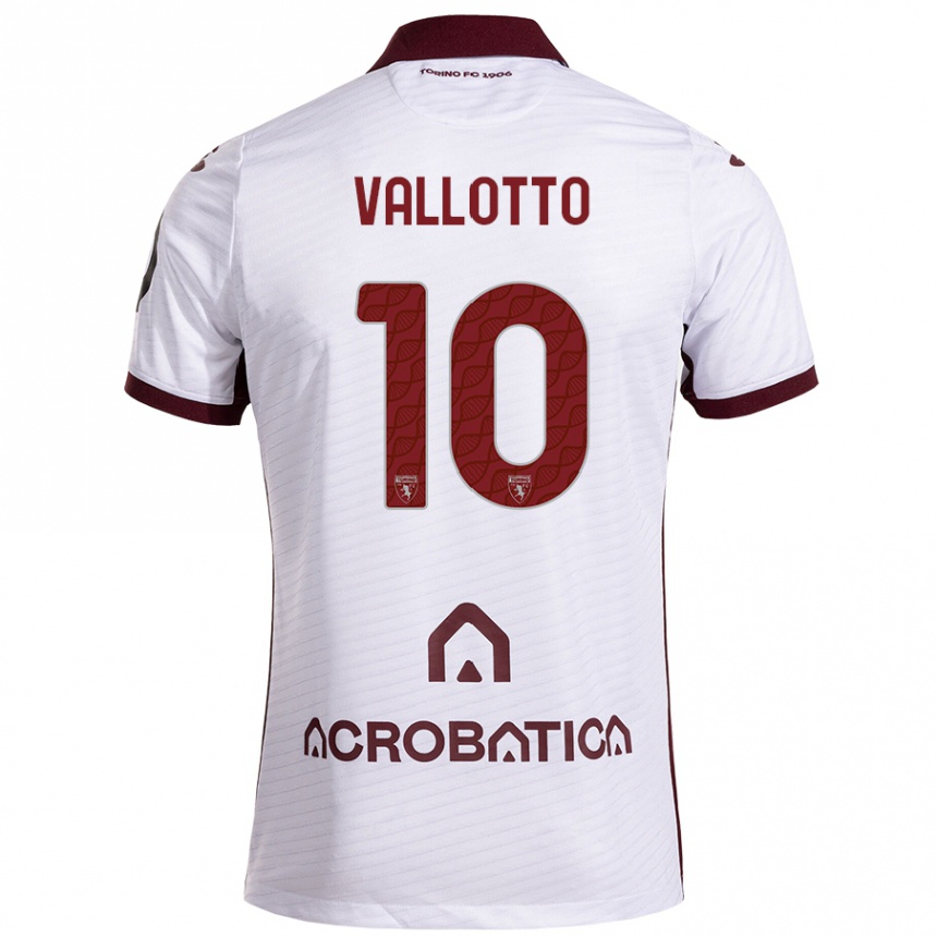 Enfant Football Maillot Greta Vallotto #10 Blanc Marron Tenues Extérieur 2024/25