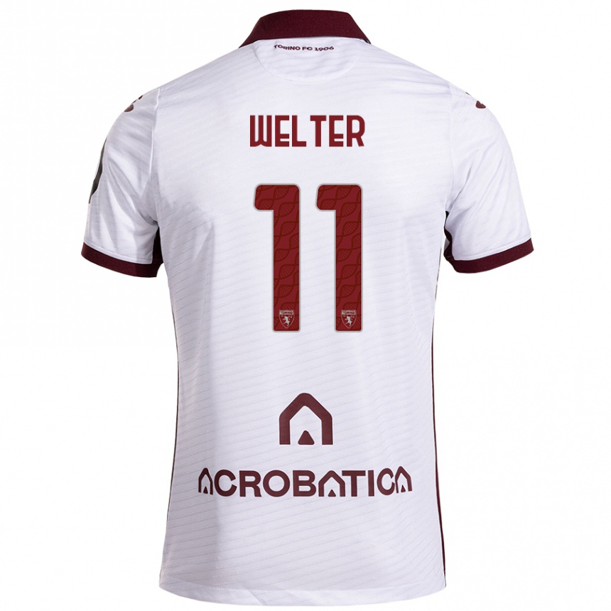 Enfant Football Maillot Francesca Welter #11 Blanc Marron Tenues Extérieur 2024/25