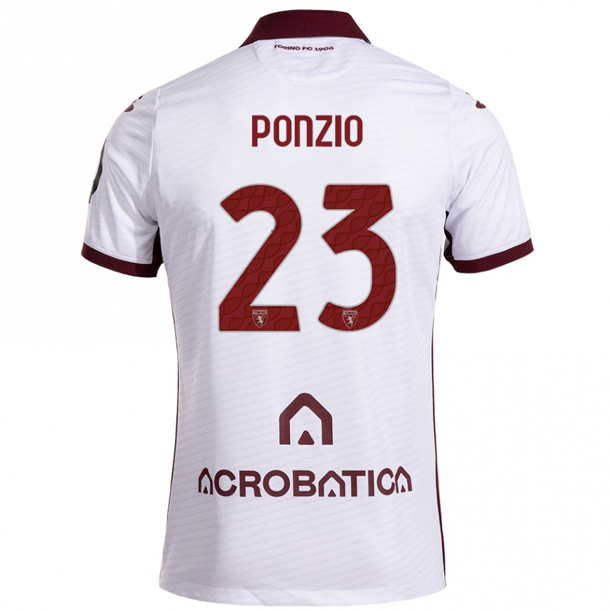 Enfant Football Maillot Erika Ponzio #23 Blanc Marron Tenues Extérieur 2024/25