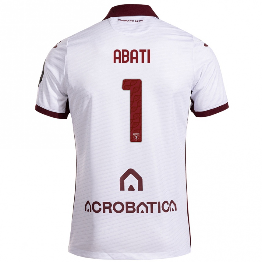 Enfant Football Maillot Lorenzo Abati #1 Blanc Marron Tenues Extérieur 2024/25