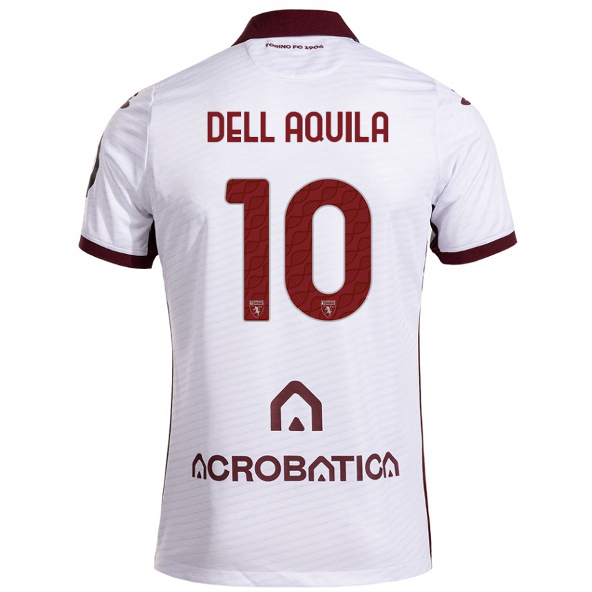 Enfant Football Maillot Francesco Dell'aquila #10 Blanc Marron Tenues Extérieur 2024/25