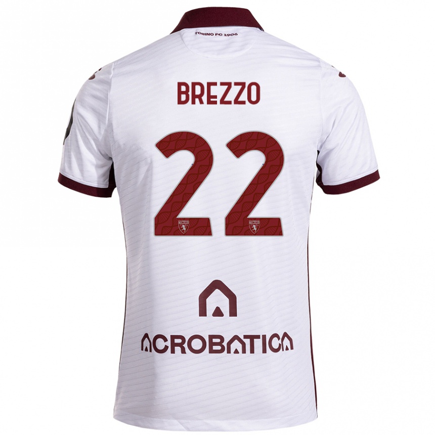 Enfant Football Maillot Matteo Brezzo #22 Blanc Marron Tenues Extérieur 2024/25