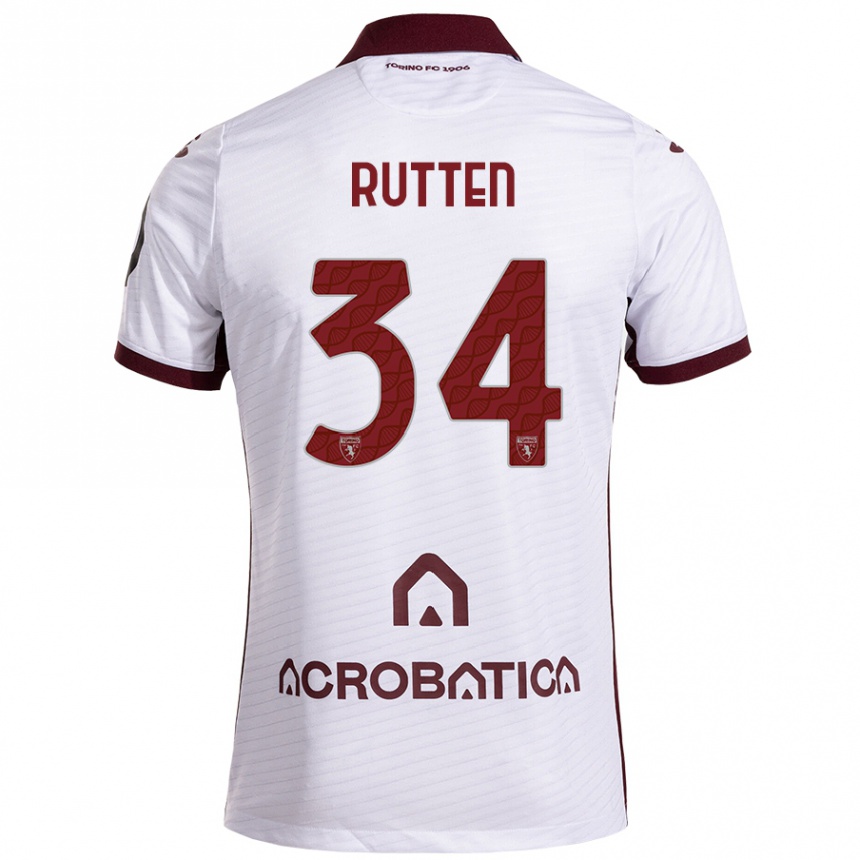 Enfant Football Maillot Jill Rutten #34 Blanc Marron Tenues Extérieur 2024/25