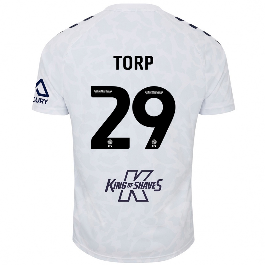 Enfant Football Maillot Victor Torp #29 Blanc Tenues Extérieur 2024/25