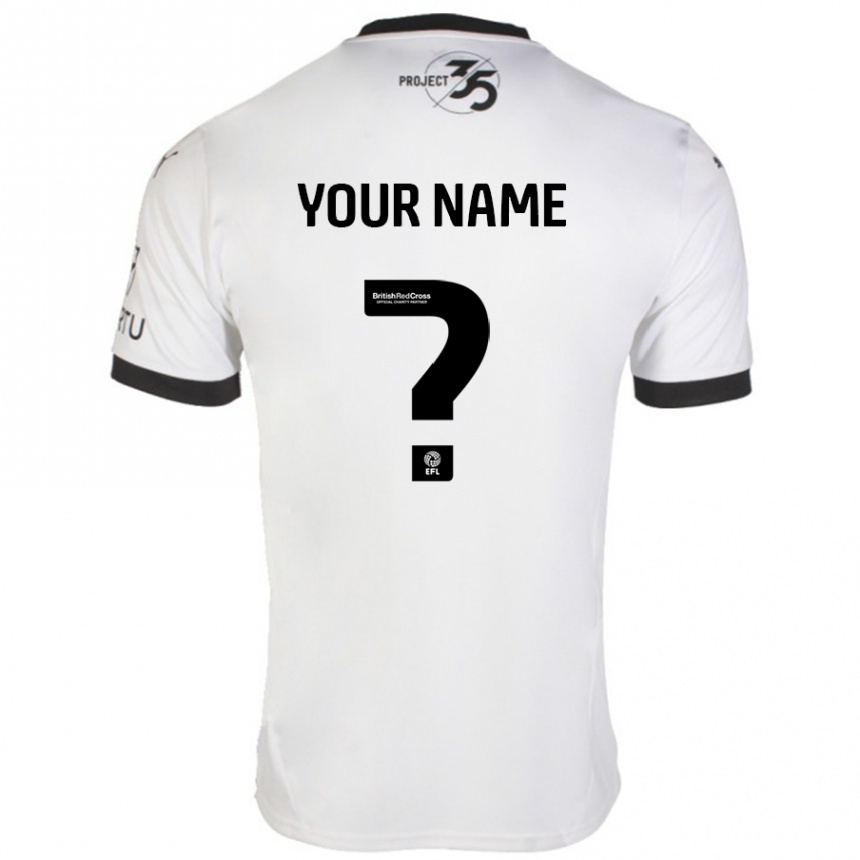 Enfant Football Maillot Votre Nom #0 Blanc Noir Tenues Extérieur 2024/25