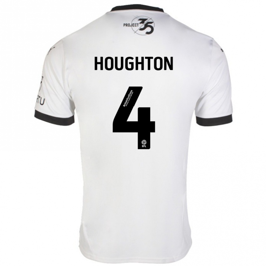 Enfant Football Maillot Jordan Houghton #4 Blanc Noir Tenues Extérieur 2024/25