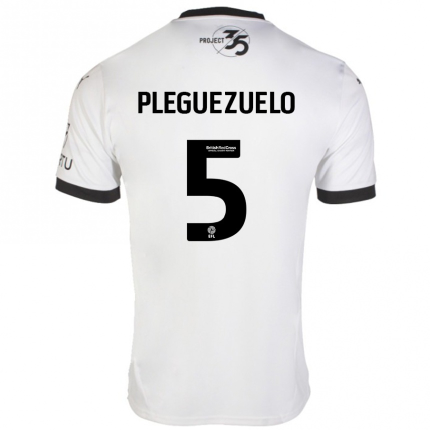 Enfant Football Maillot Julio Pleguezuelo #5 Blanc Noir Tenues Extérieur 2024/25