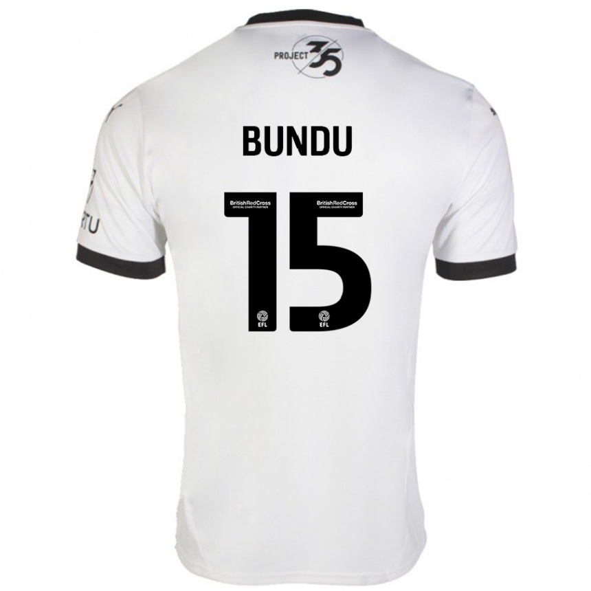 Enfant Football Maillot Mustapha Bundu #15 Blanc Noir Tenues Extérieur 2024/25