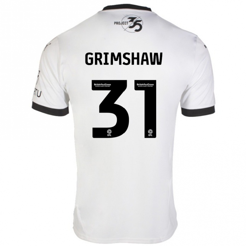 Enfant Football Maillot Daniel Grimshaw #31 Blanc Noir Tenues Extérieur 2024/25