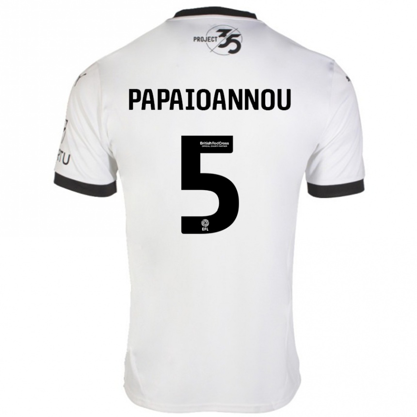 Enfant Football Maillot Panagiota Papaioannou #5 Blanc Noir Tenues Extérieur 2024/25