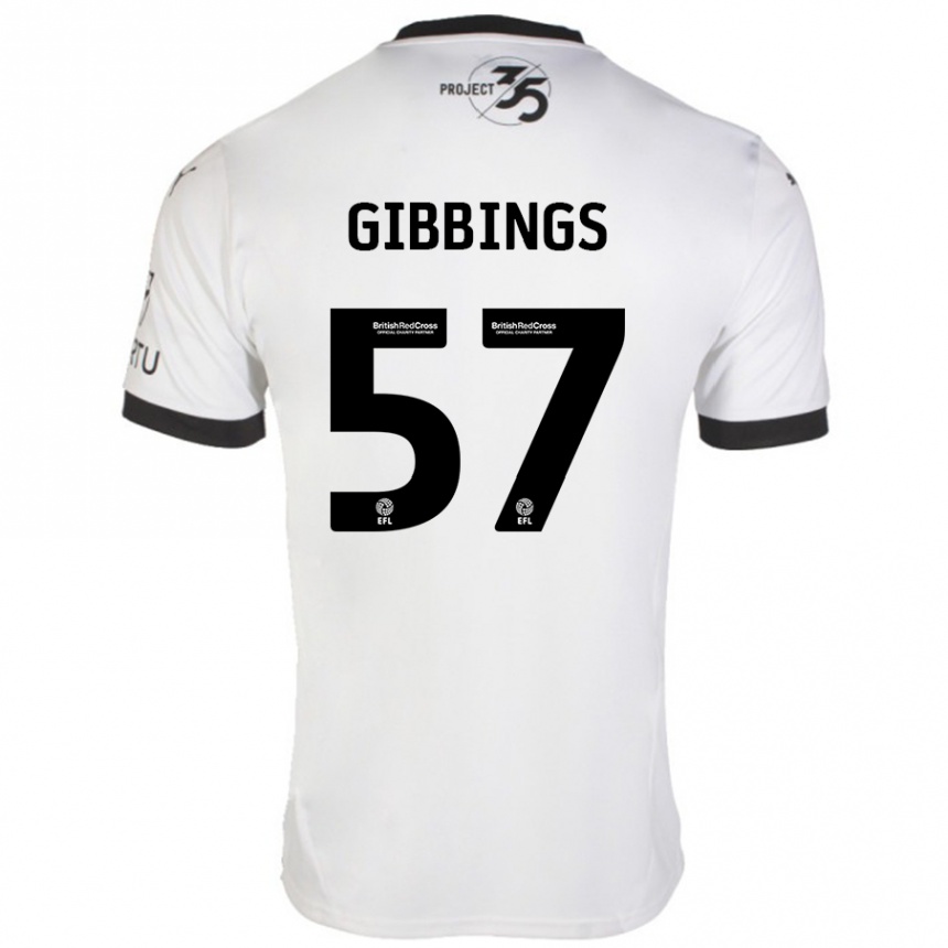 Enfant Football Maillot Cole Gibbings #57 Blanc Noir Tenues Extérieur 2024/25