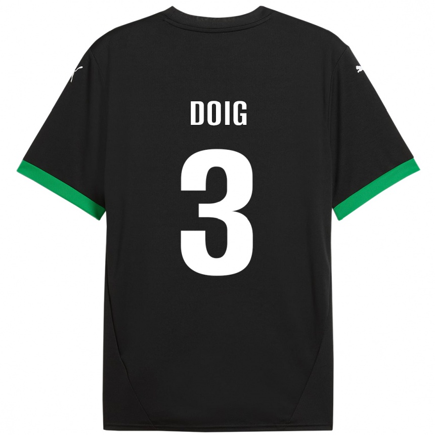 Homme Football Maillot Josh Doig #3 Noir Vert Foncé Tenues Domicile 2024/25