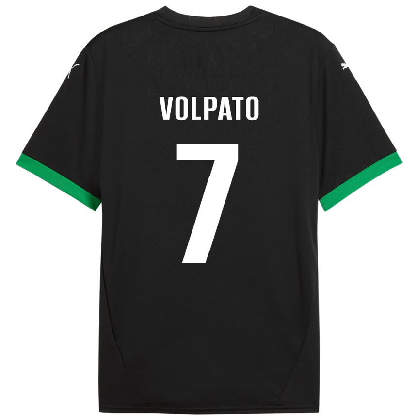 Homme Football Maillot Cristian Volpato #7 Noir Vert Foncé Tenues Domicile 2024/25