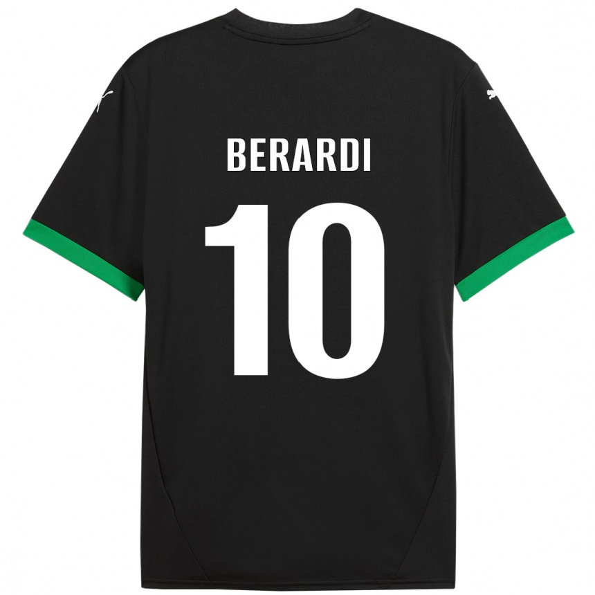 Homme Football Maillot Domenico Berardi #10 Noir Vert Foncé Tenues Domicile 2024/25