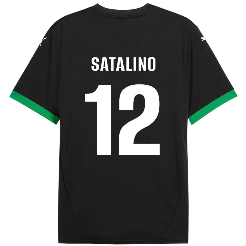 Homme Football Maillot Giacomo Satalino #12 Noir Vert Foncé Tenues Domicile 2024/25