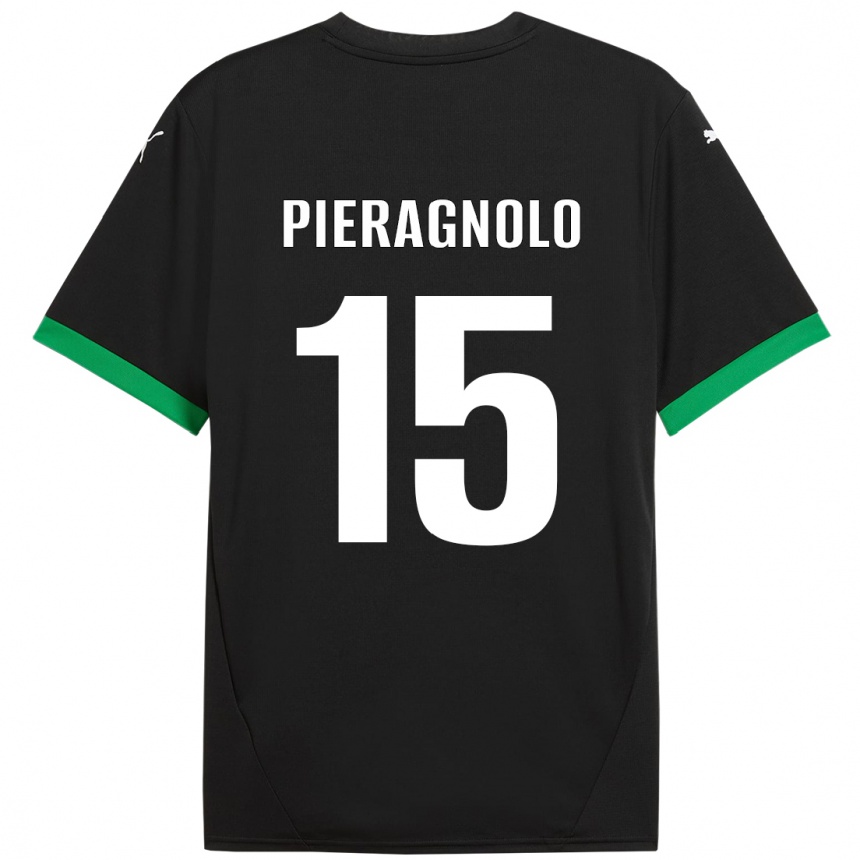 Homme Football Maillot Edoardo Pieragnolo #15 Noir Vert Foncé Tenues Domicile 2024/25