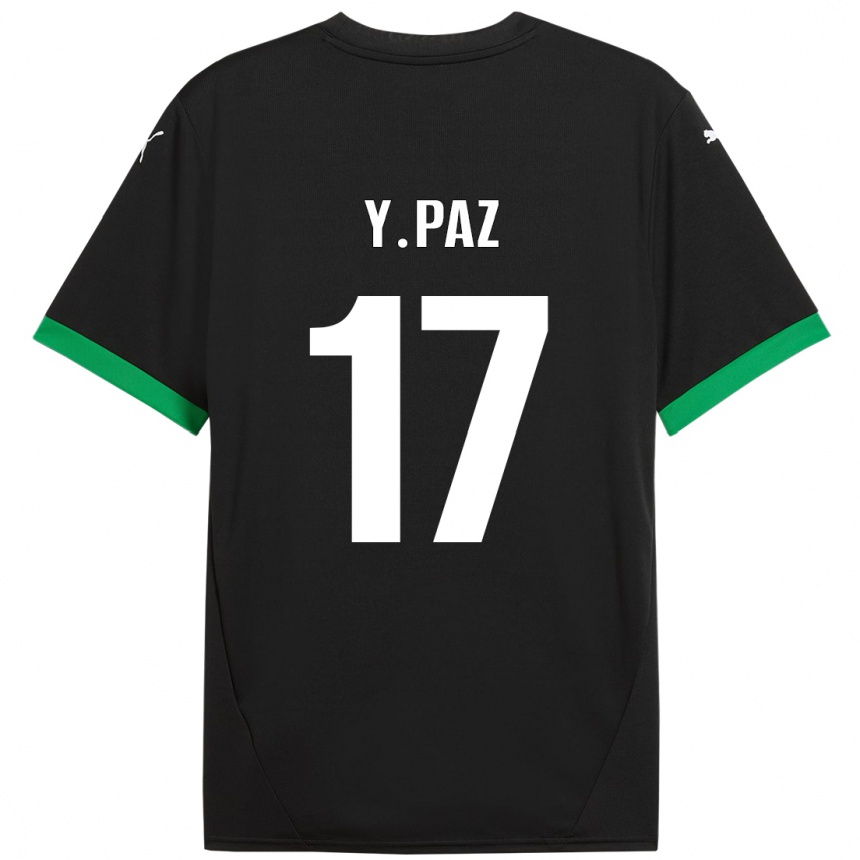 Homme Football Maillot Yeferson Paz #17 Noir Vert Foncé Tenues Domicile 2024/25