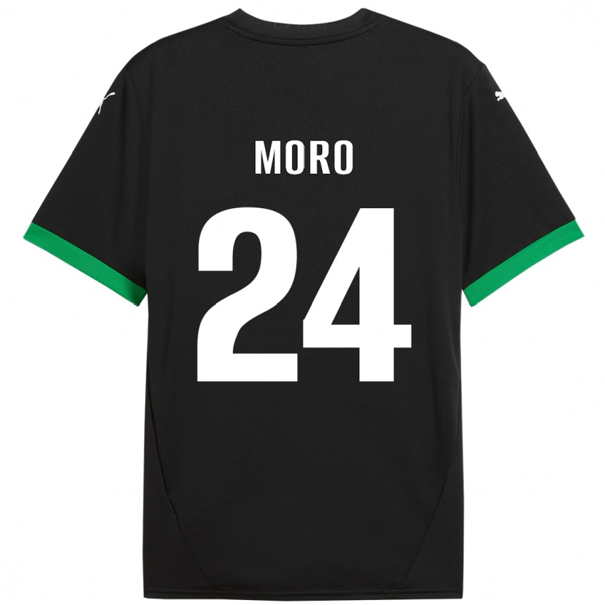 Homme Football Maillot Luca Moro #24 Noir Vert Foncé Tenues Domicile 2024/25