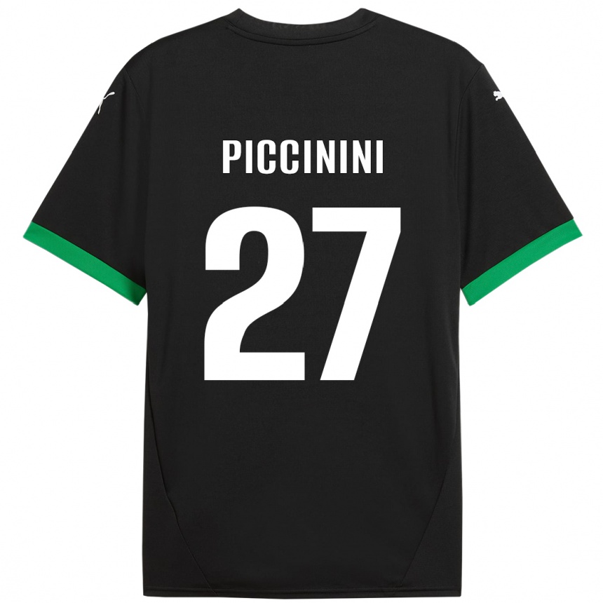 Homme Football Maillot Stefano Piccinini #27 Noir Vert Foncé Tenues Domicile 2024/25