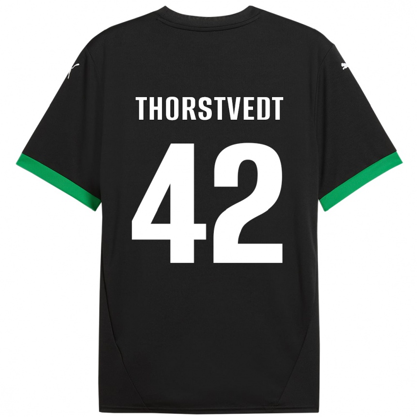 Homme Football Maillot Kristian Thorstvedt #42 Noir Vert Foncé Tenues Domicile 2024/25