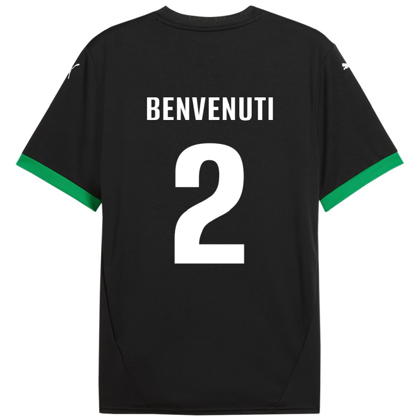 Homme Football Maillot Giacomo Benvenuti #2 Noir Vert Foncé Tenues Domicile 2024/25