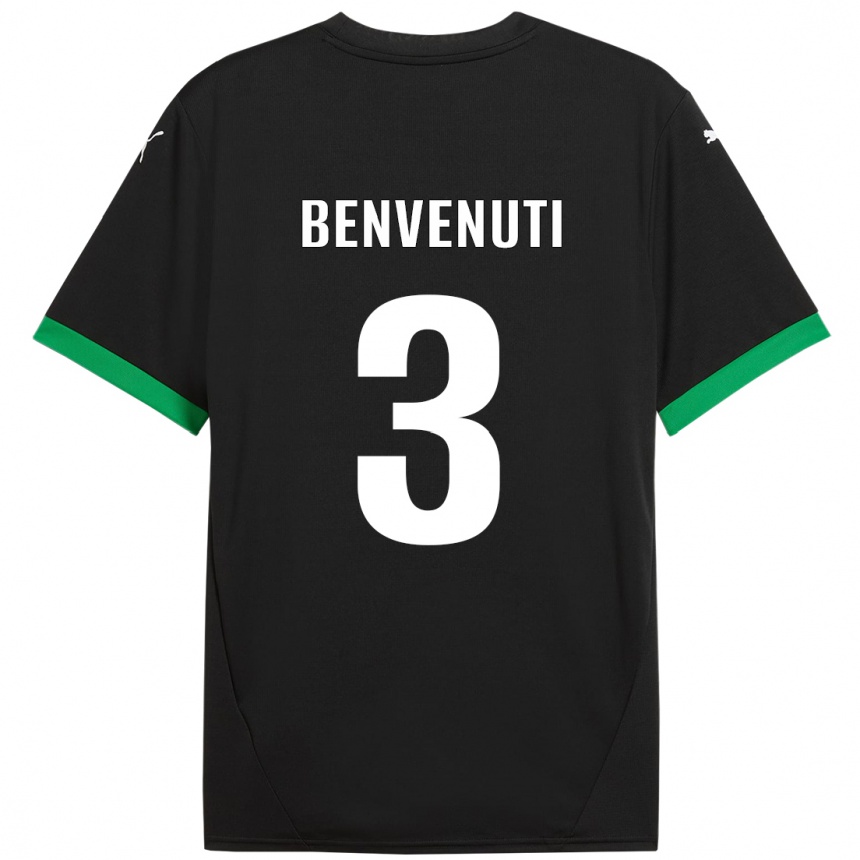 Homme Football Maillot Tommaso Benvenuti #3 Noir Vert Foncé Tenues Domicile 2024/25