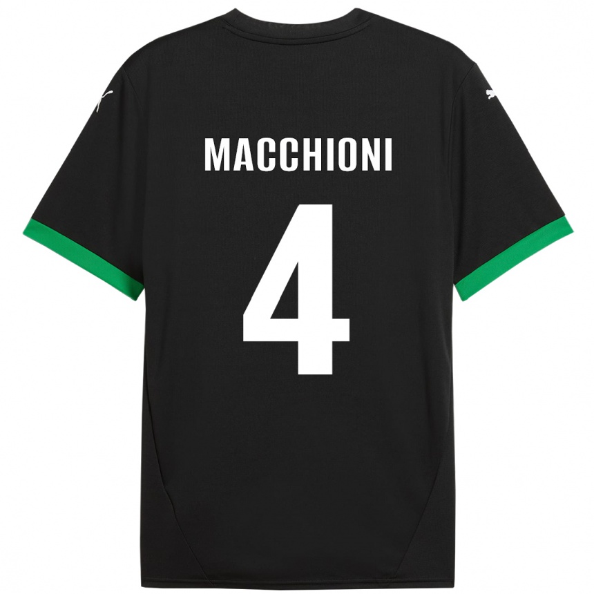 Homme Football Maillot Tommaso Macchioni #4 Noir Vert Foncé Tenues Domicile 2024/25