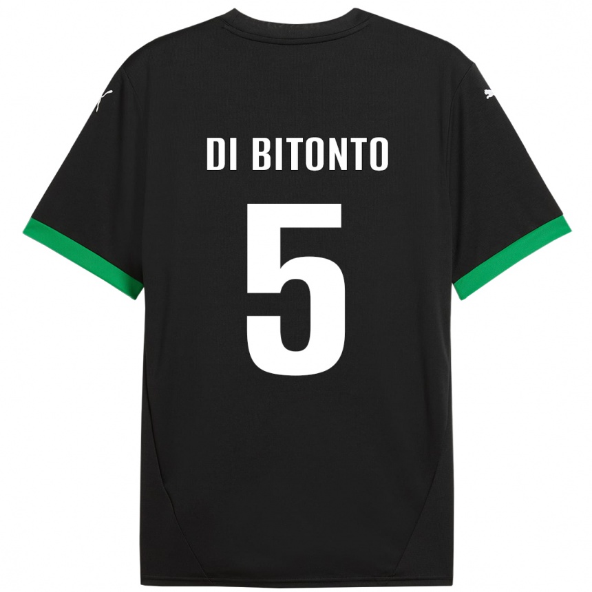 Homme Football Maillot Alessandro Di Bitonto #5 Noir Vert Foncé Tenues Domicile 2024/25