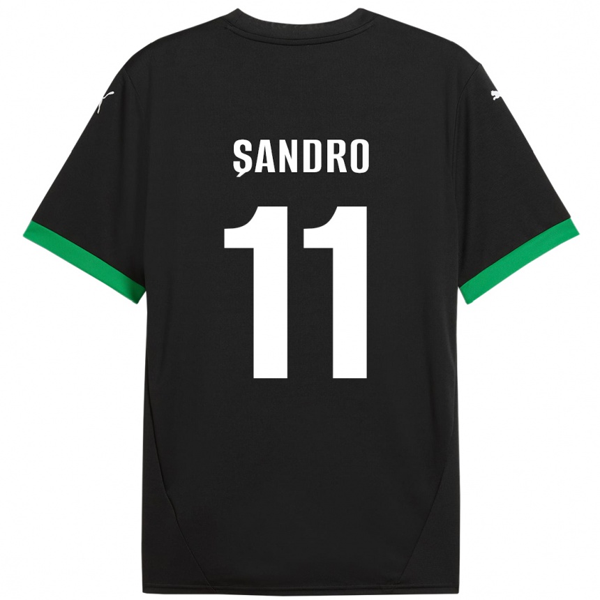 Homme Football Maillot Denis Șandro #11 Noir Vert Foncé Tenues Domicile 2024/25