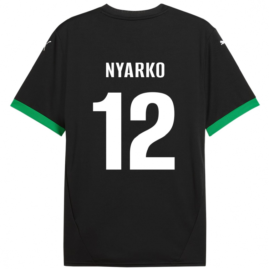 Homme Football Maillot Lorenzo Nyarko #12 Noir Vert Foncé Tenues Domicile 2024/25