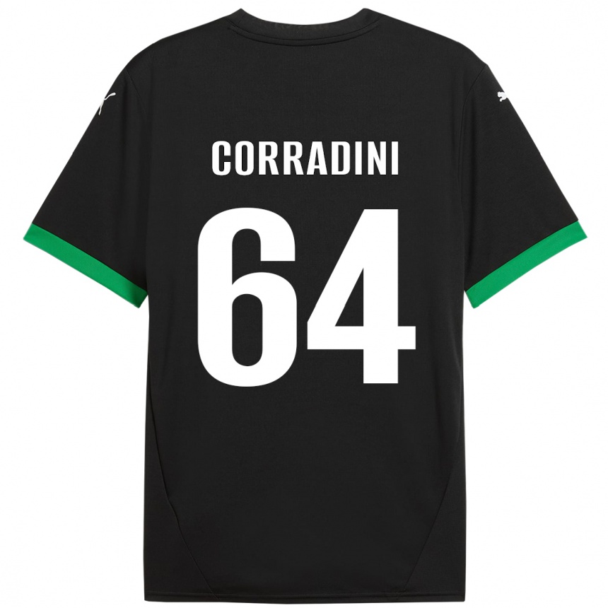 Homme Football Maillot Francesco Corradini #64 Noir Vert Foncé Tenues Domicile 2024/25