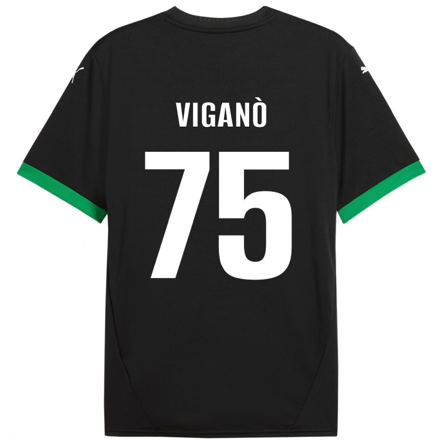 Homme Football Maillot Lorenzo Viganò #75 Noir Vert Foncé Tenues Domicile 2024/25