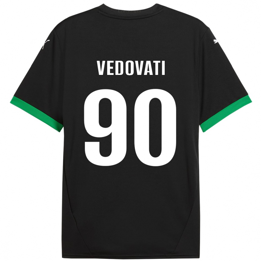 Homme Football Maillot Gabriele Vedovati #90 Noir Vert Foncé Tenues Domicile 2024/25