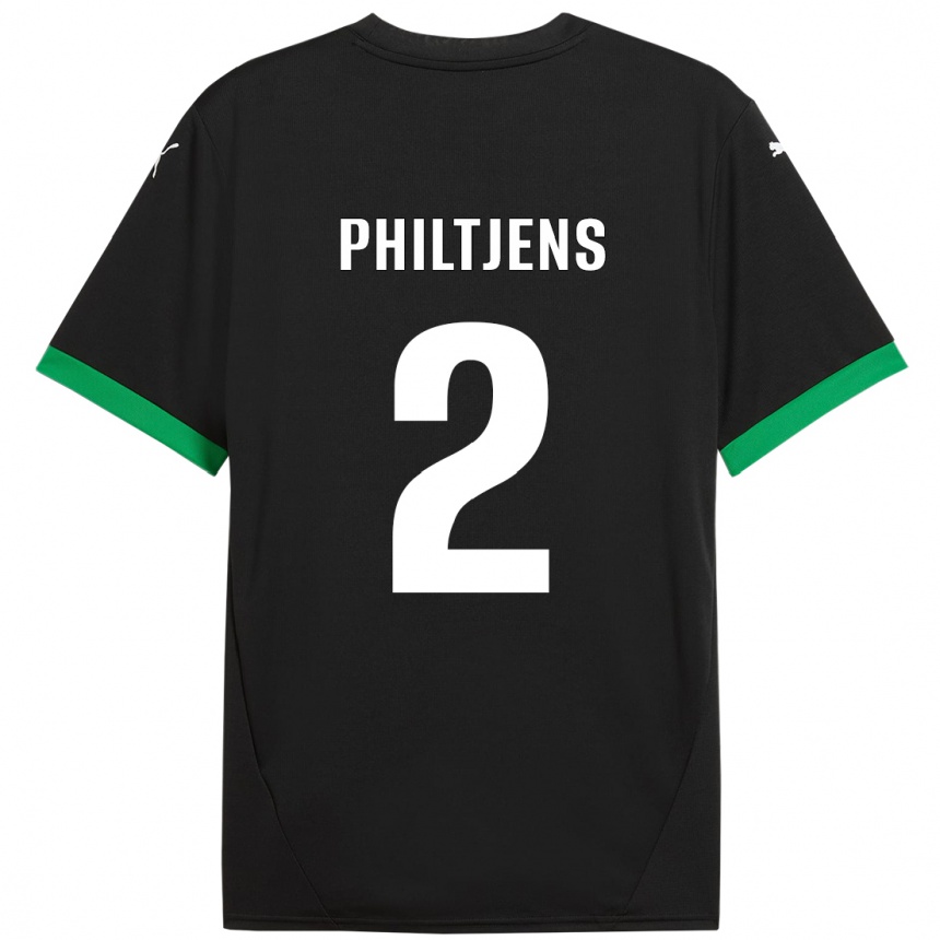 Homme Football Maillot Davina Philtjens #2 Noir Vert Foncé Tenues Domicile 2024/25