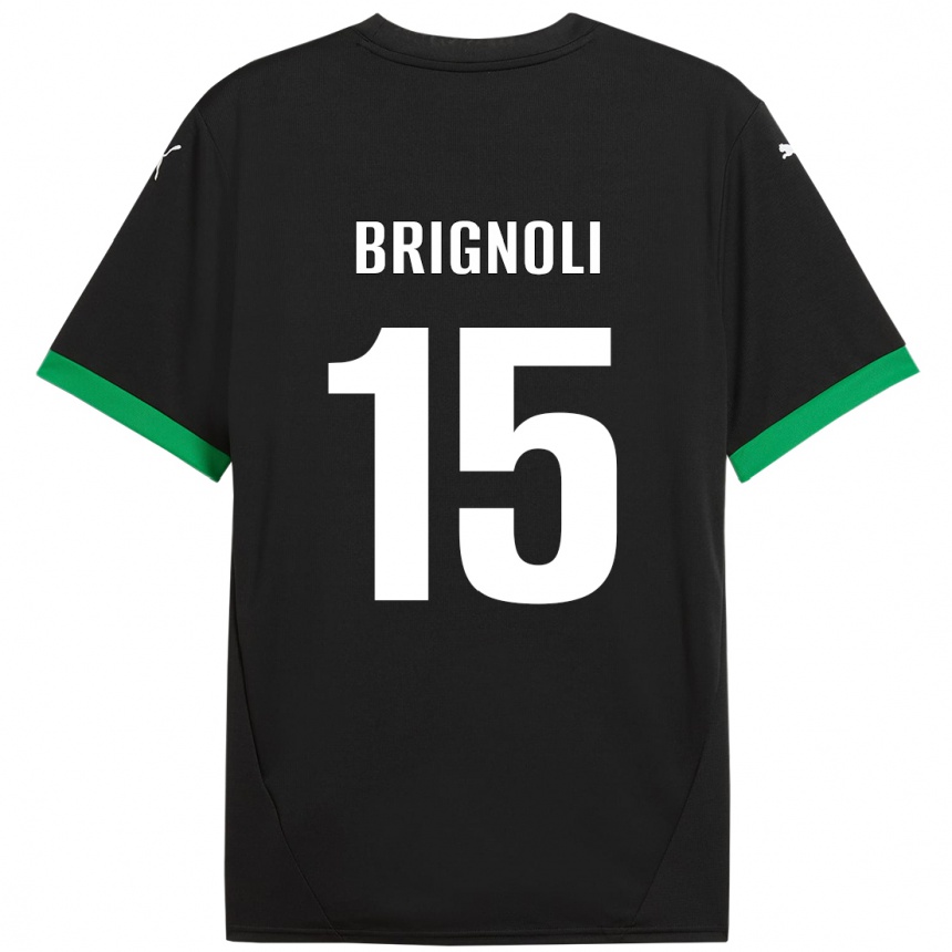 Homme Football Maillot Benedetta Brignoli #15 Noir Vert Foncé Tenues Domicile 2024/25