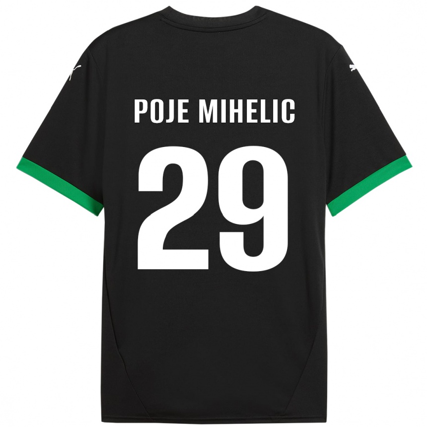 Homme Football Maillot Naja Poje Mihelič #29 Noir Vert Foncé Tenues Domicile 2024/25