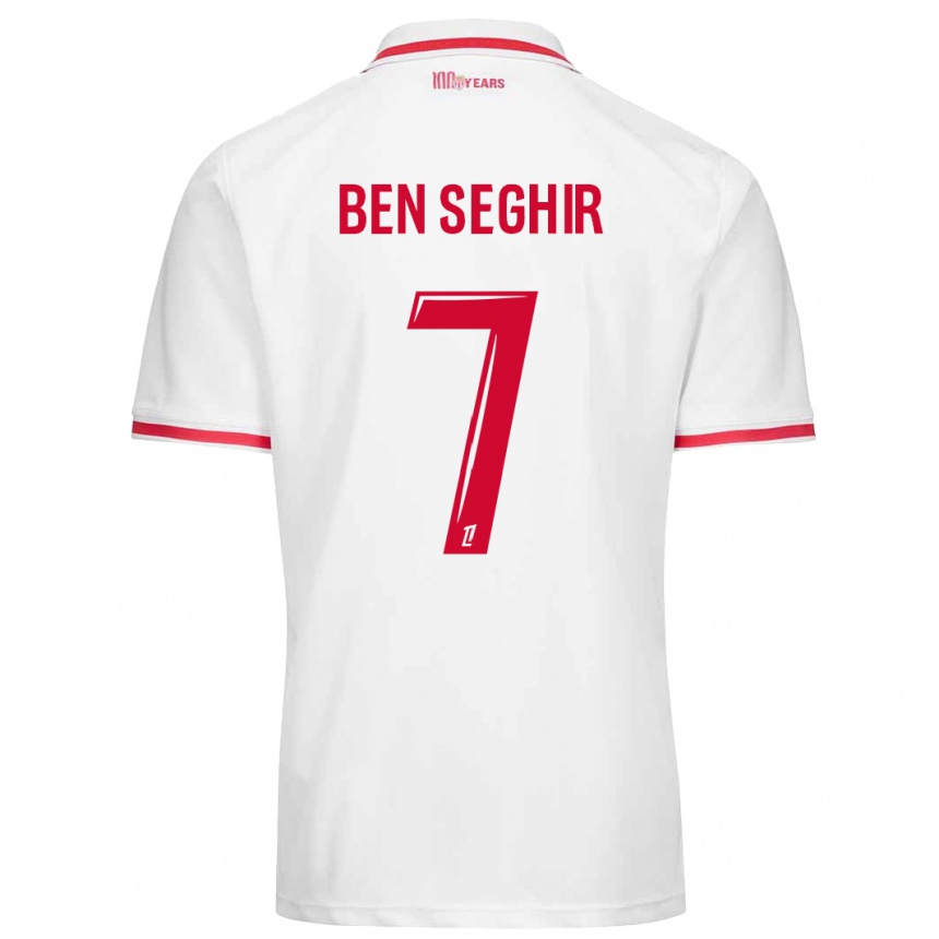 Homme Football Maillot Eliesse Ben Seghir #7 Blanc Rouge Tenues Domicile 2024/25