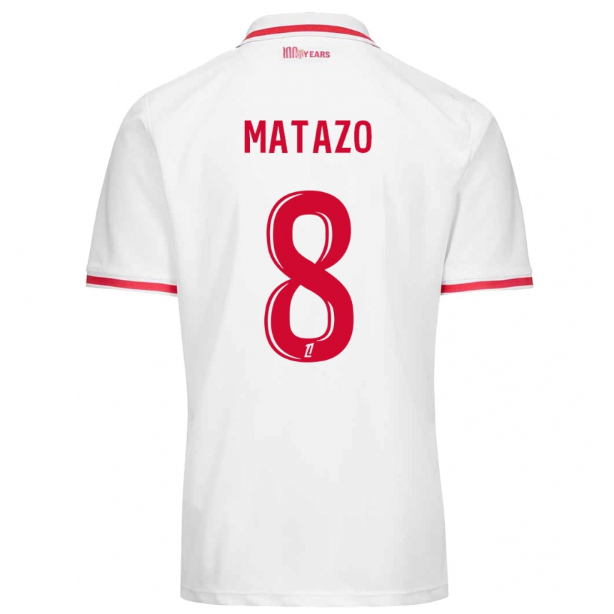 Homme Football Maillot Eliot Matazo #8 Blanc Rouge Tenues Domicile 2024/25