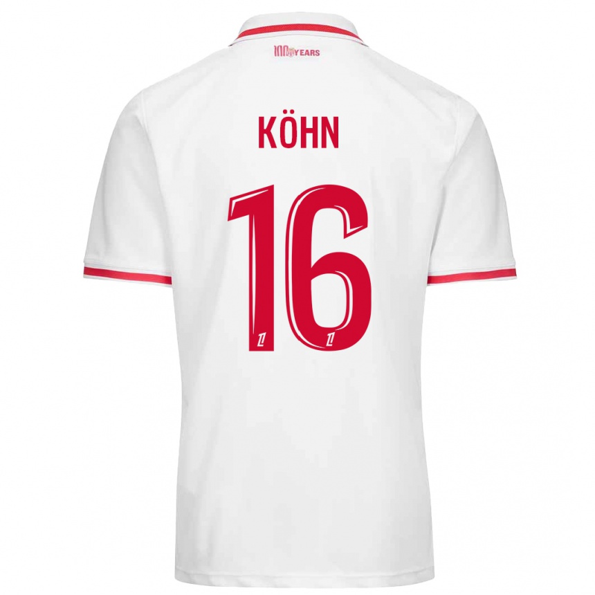 Homme Football Maillot Philipp Köhn #16 Blanc Rouge Tenues Domicile 2024/25