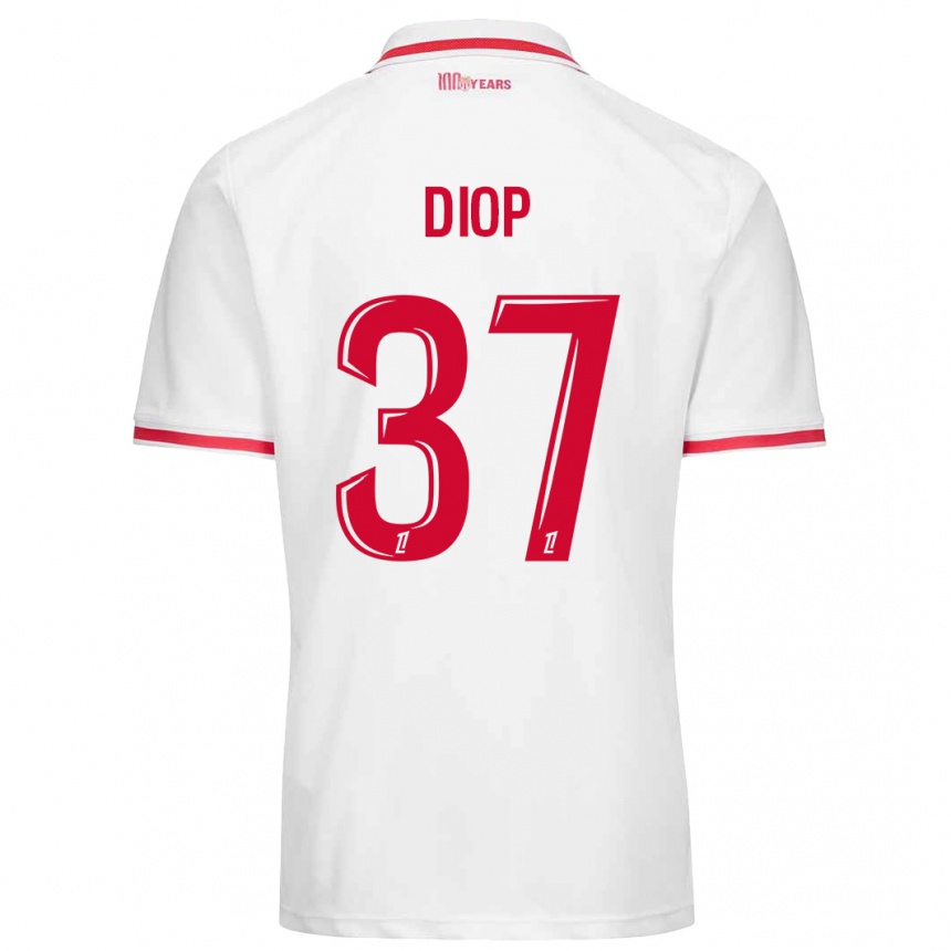 Homme Football Maillot Edan Diop #37 Blanc Rouge Tenues Domicile 2024/25