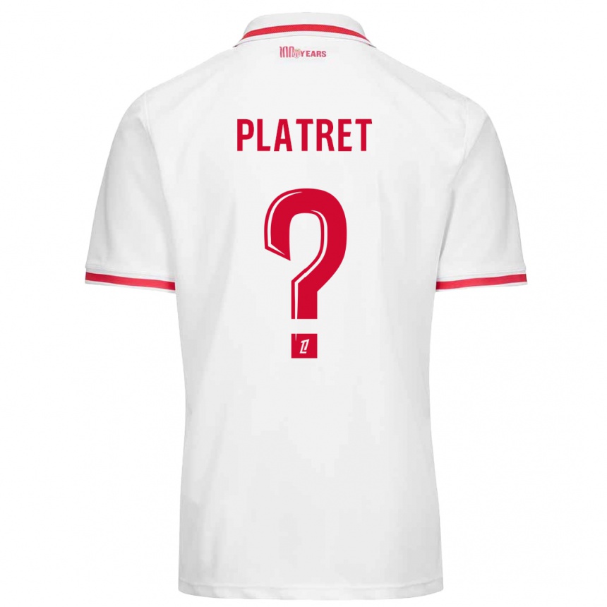 Homme Football Maillot Aurélien Platret #0 Blanc Rouge Tenues Domicile 2024/25