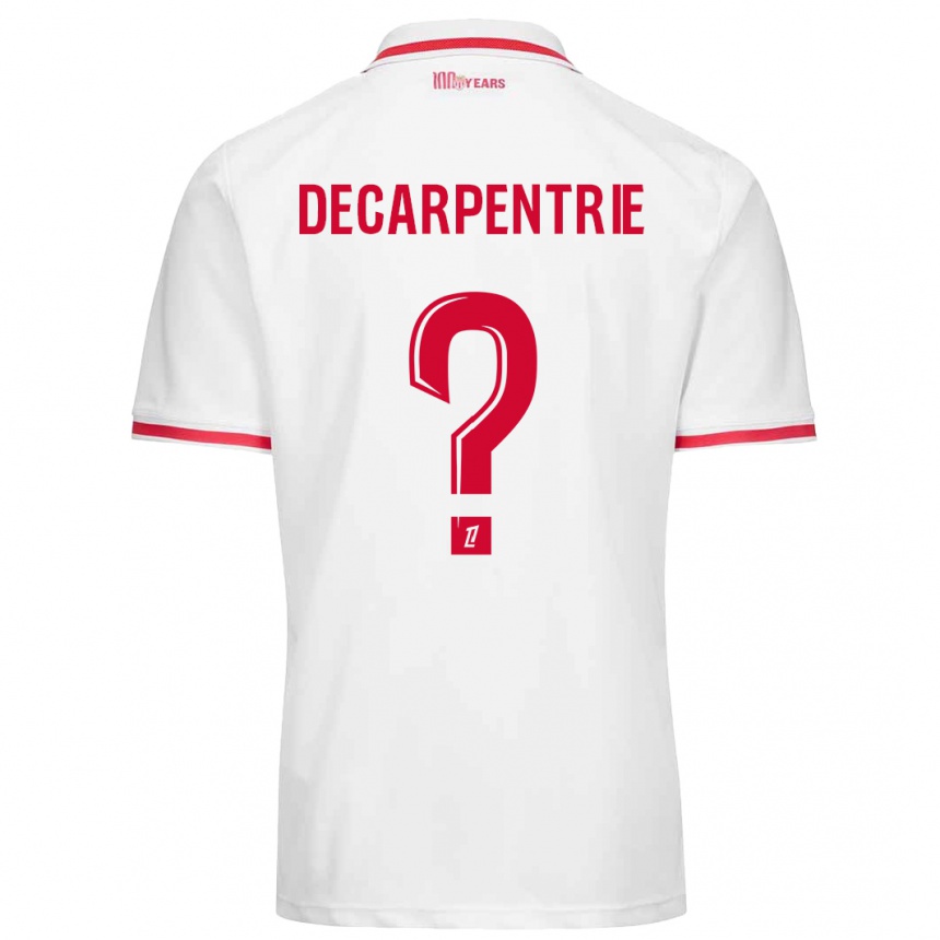 Homme Football Maillot Valentin Decarpentrie #0 Blanc Rouge Tenues Domicile 2024/25