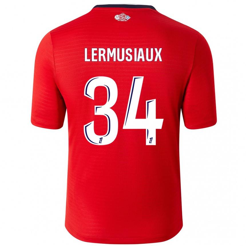 Homme Football Maillot Chrystal Lermusiaux #34 Rouge Blanc Tenues Domicile 2024/25