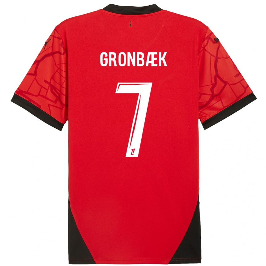 Homme Football Maillot Albert Grønbaek #7 Rouge Noir Tenues Domicile 2024/25