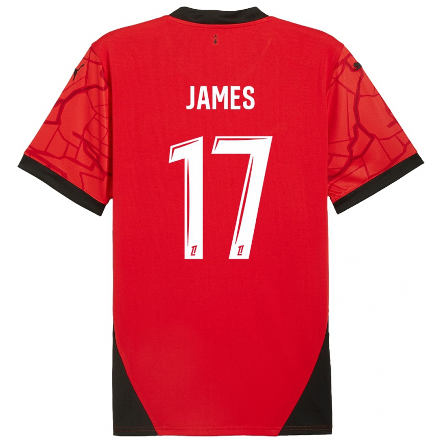 Homme Football Maillot Jordan James #17 Rouge Noir Tenues Domicile 2024/25