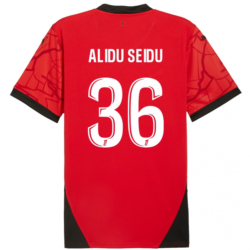 Homme Football Maillot Alidu Seidu #36 Rouge Noir Tenues Domicile 2024/25