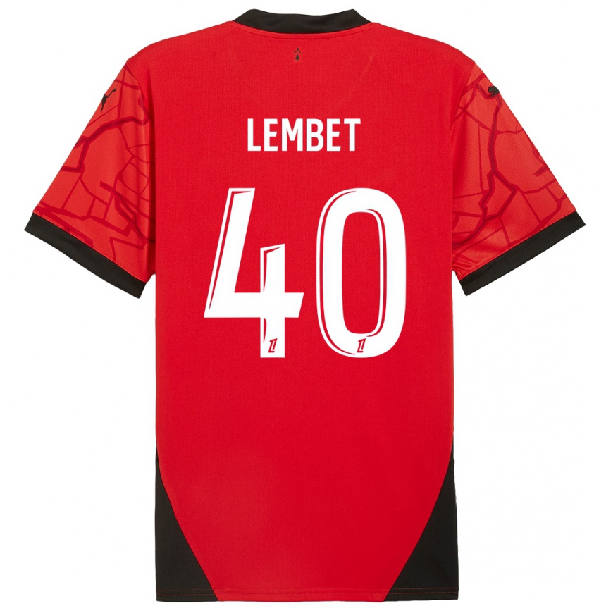 Homme Football Maillot Geoffrey Lembet #40 Rouge Noir Tenues Domicile 2024/25