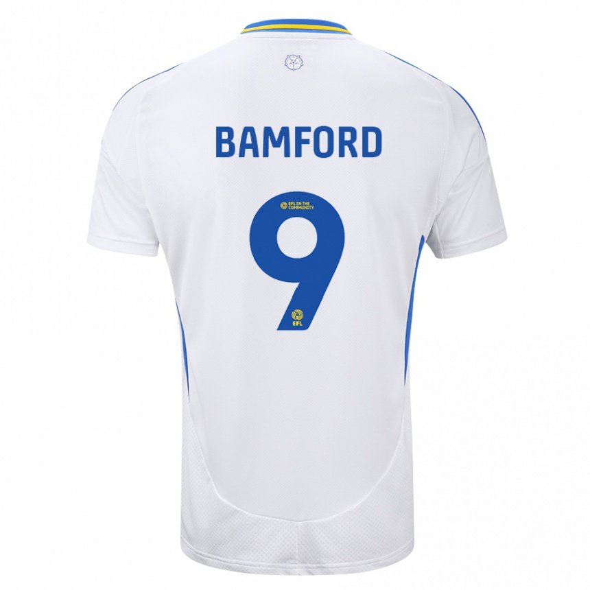 Homme Football Maillot Patrick Bamford #9 Blanc Bleu Tenues Domicile 2024/25