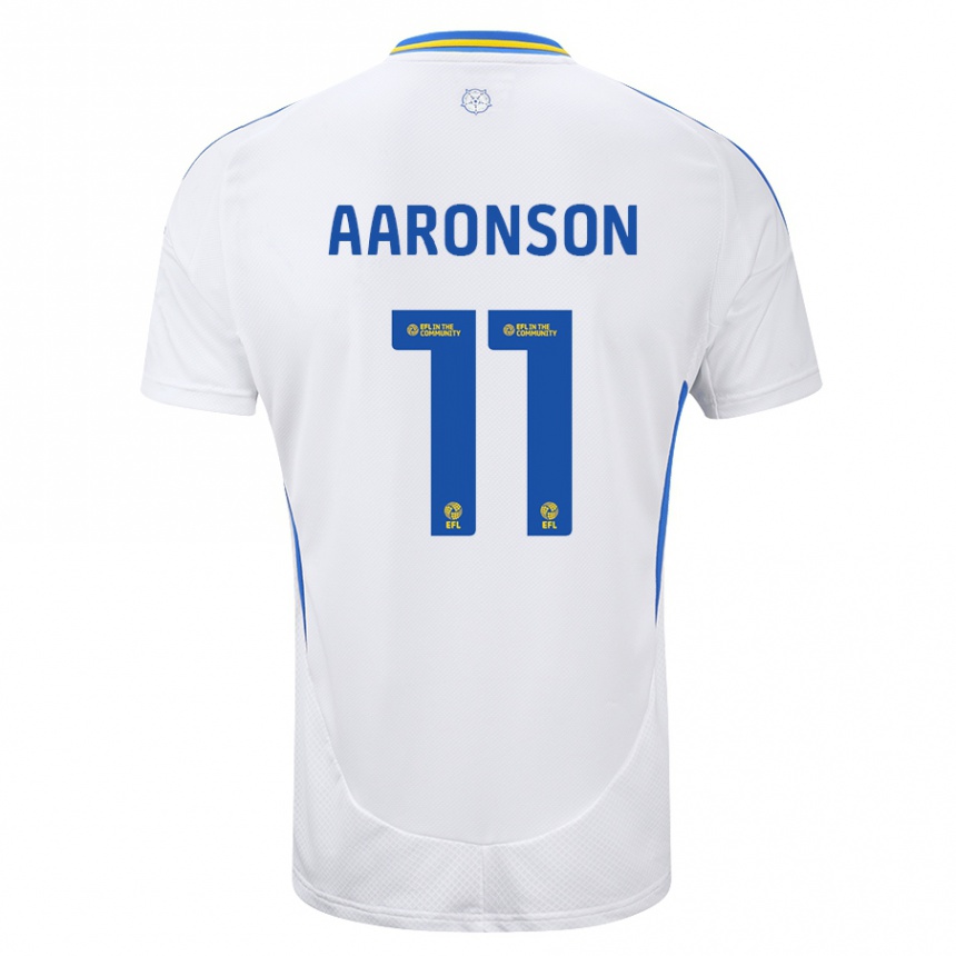 Homme Football Maillot Brenden Aaronson #11 Blanc Bleu Tenues Domicile 2024/25